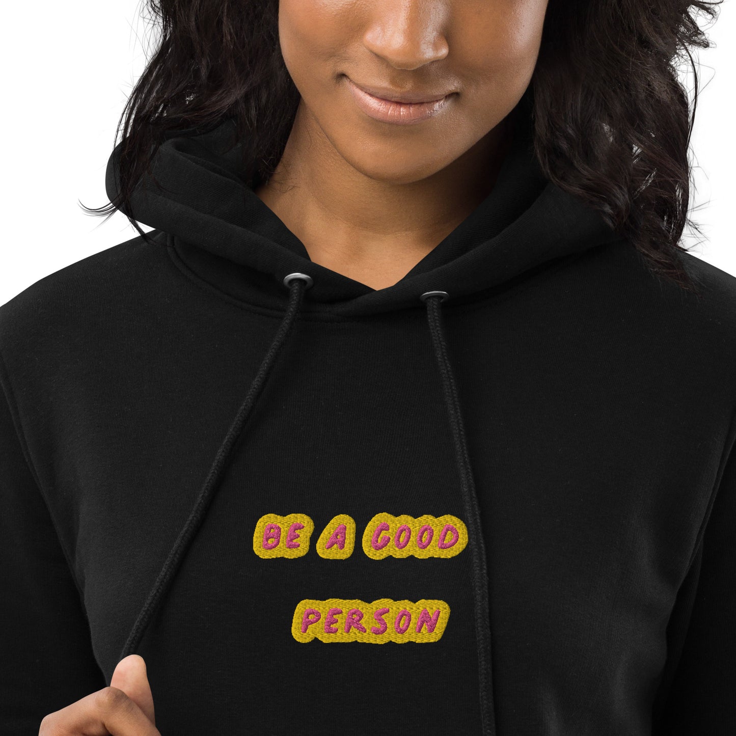 Be A Good Person Embroidered Hoodie Dress