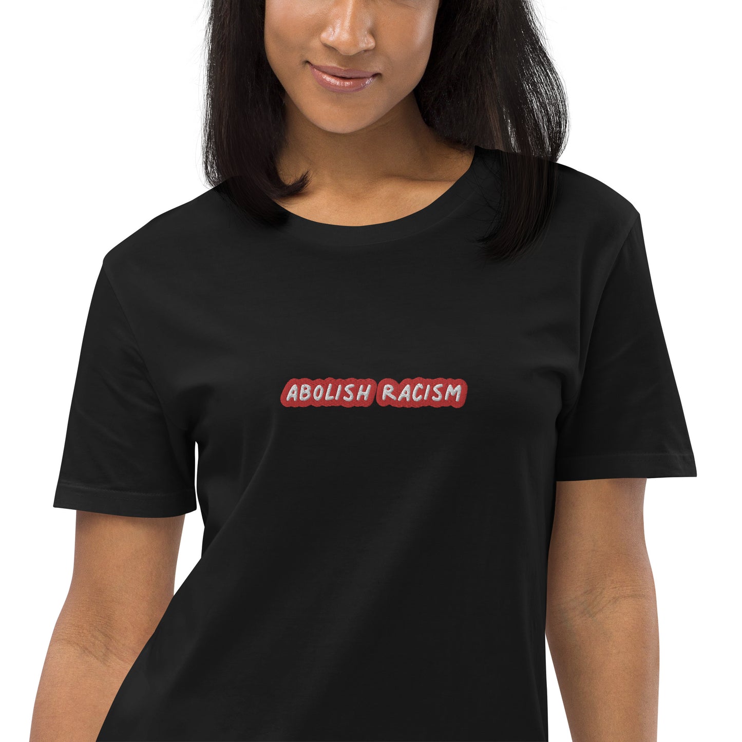 Abolish Racism / Hate Has No Home Here Embroidered T-Shirt Dress