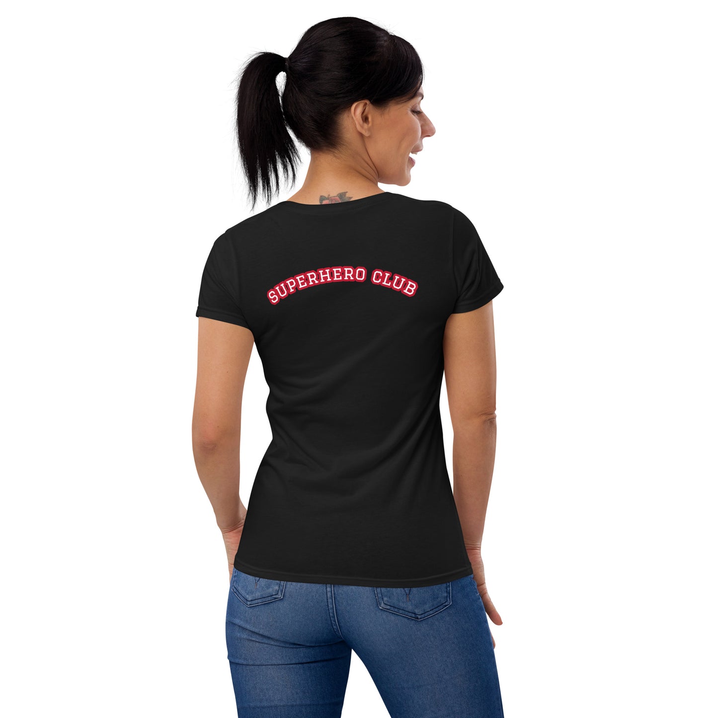 Single Mother's Are Super Hero's / Superhero Club Embroidered Women's T-Shirt