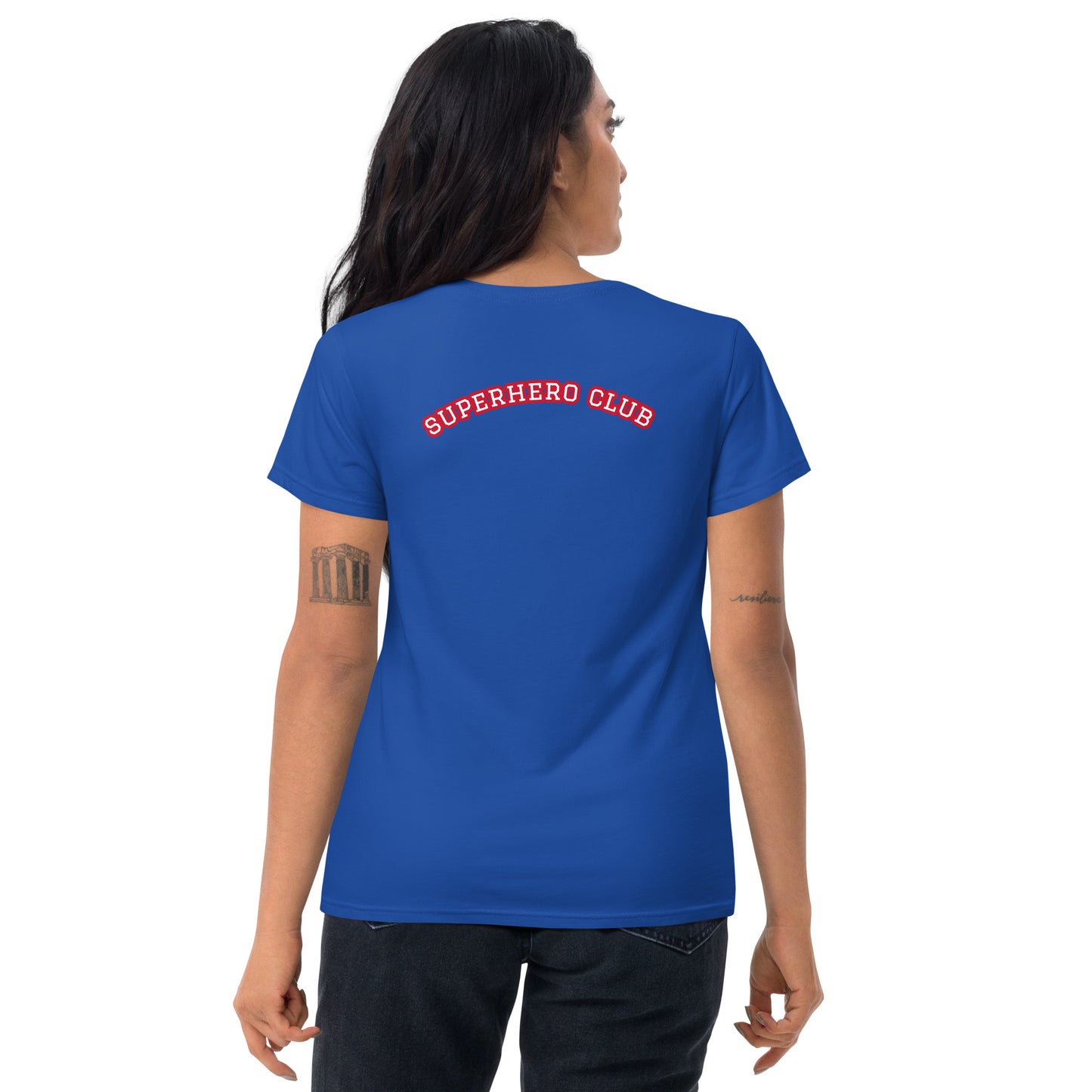 Single Mother's Are Super Hero's / Superhero Club Embroidered Women's T-Shirt